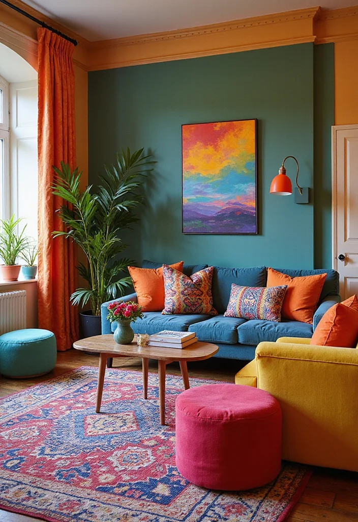 10 African Living Room Ideas for Vibrant Cultural Style - 3. Bold Color Accents
