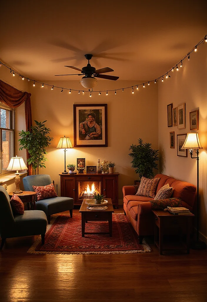 10 African Living Room Ideas for Vibrant Cultural Style - 6. Layered Lighting Solutions