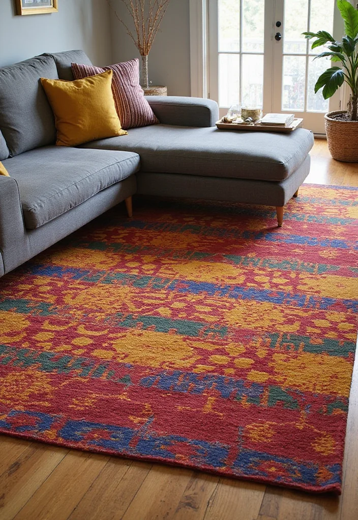 10 African Living Room Ideas for Vibrant Cultural Style - 9. Unique Area Rugs