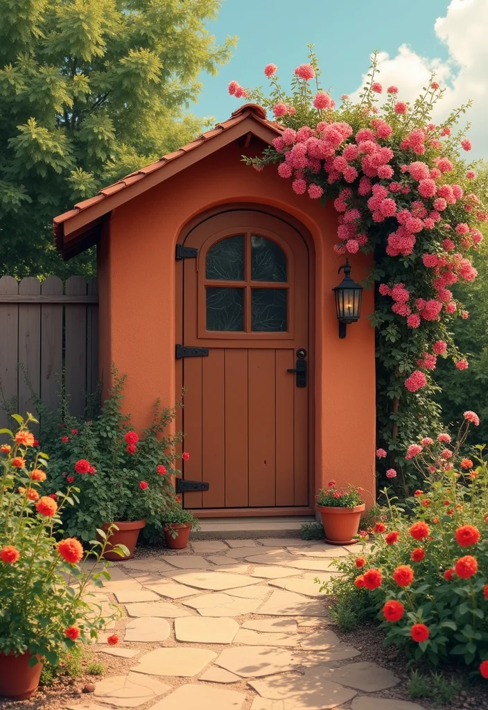 10 Backyard Shed Paint Ideas for Fresh Outdoor Style - 3. Warm Terracotta for Earthy Charm