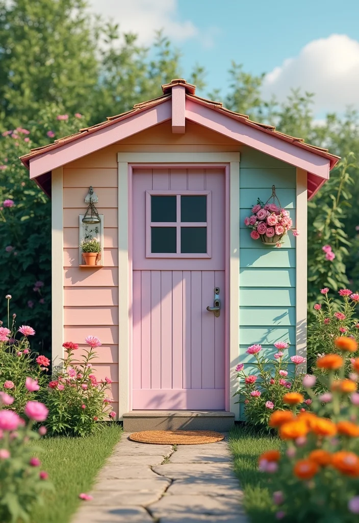 10 Backyard Shed Paint Ideas for Fresh Outdoor Style - 4. Soft Pastels for a Whimsical Touch