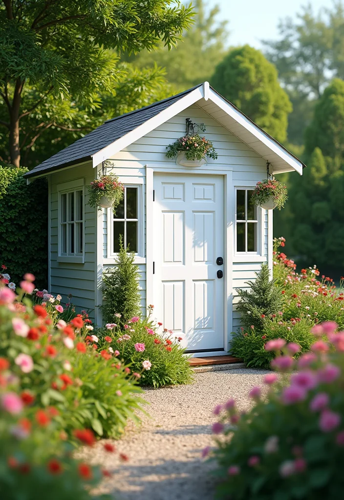 10 Backyard Shed Paint Ideas for Fresh Outdoor Style - 5. Classic White for Timeless Elegance