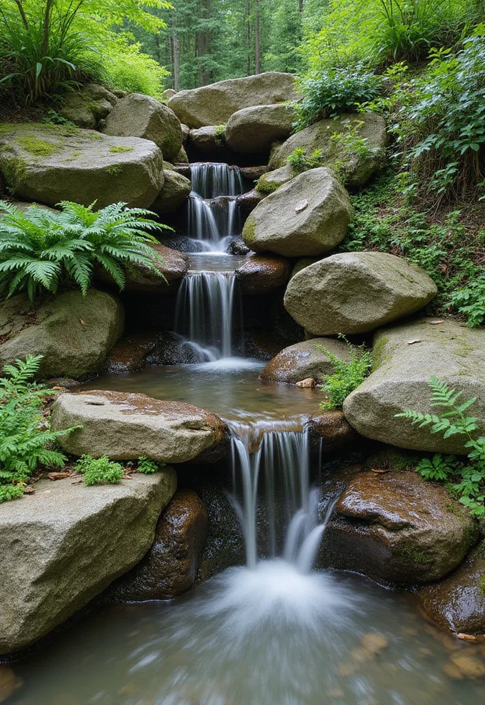 10 Backyard Waterfall Ideas DIY for Relaxing Natural Sound - 1. Rock Garden Waterfall