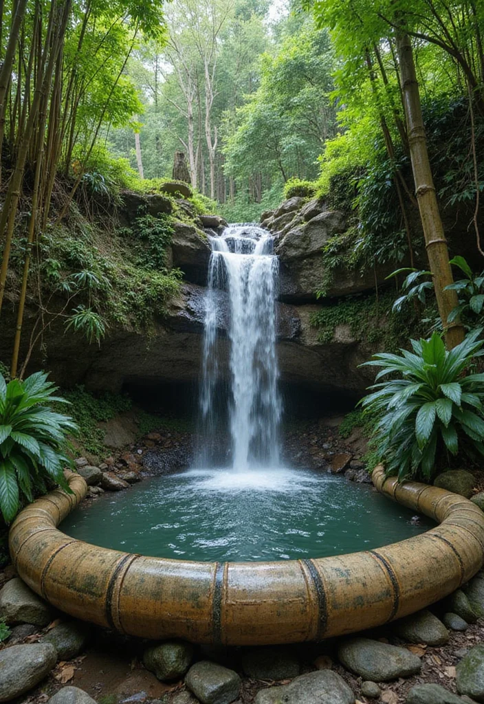 10 Backyard Waterfall Ideas DIY for Relaxing Natural Sound - 4. Bamboo Waterfall