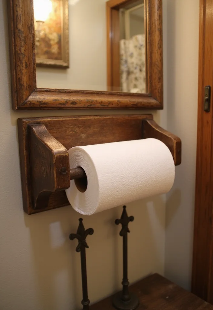10 Bathroom Paper Towel Holder Ideas for Clean Easy Access - 2. Reclaimed Wood Holder