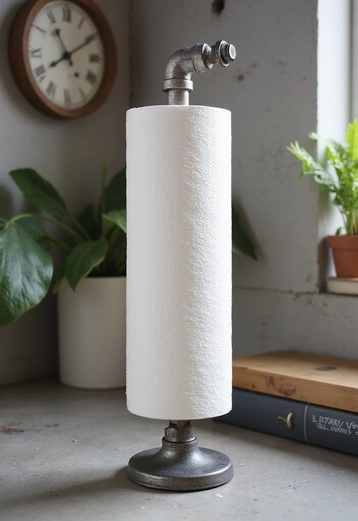 10 Bathroom Paper Towel Holder Ideas for Clean Easy Access - 5. Industrial Chic