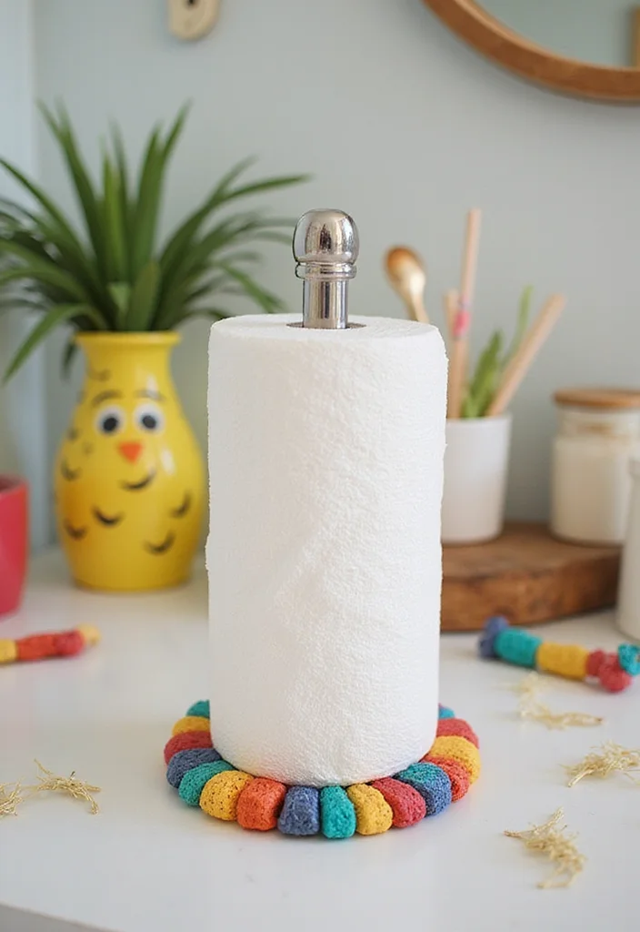 10 Bathroom Paper Towel Holder Ideas for Clean Easy Access - 8. Colorful Resin Holder