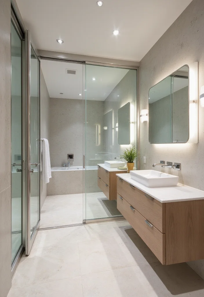 10 Bathroom Sliding Door Ideas for Space Saving Layouts - 3. Mirrored Sliding Doors