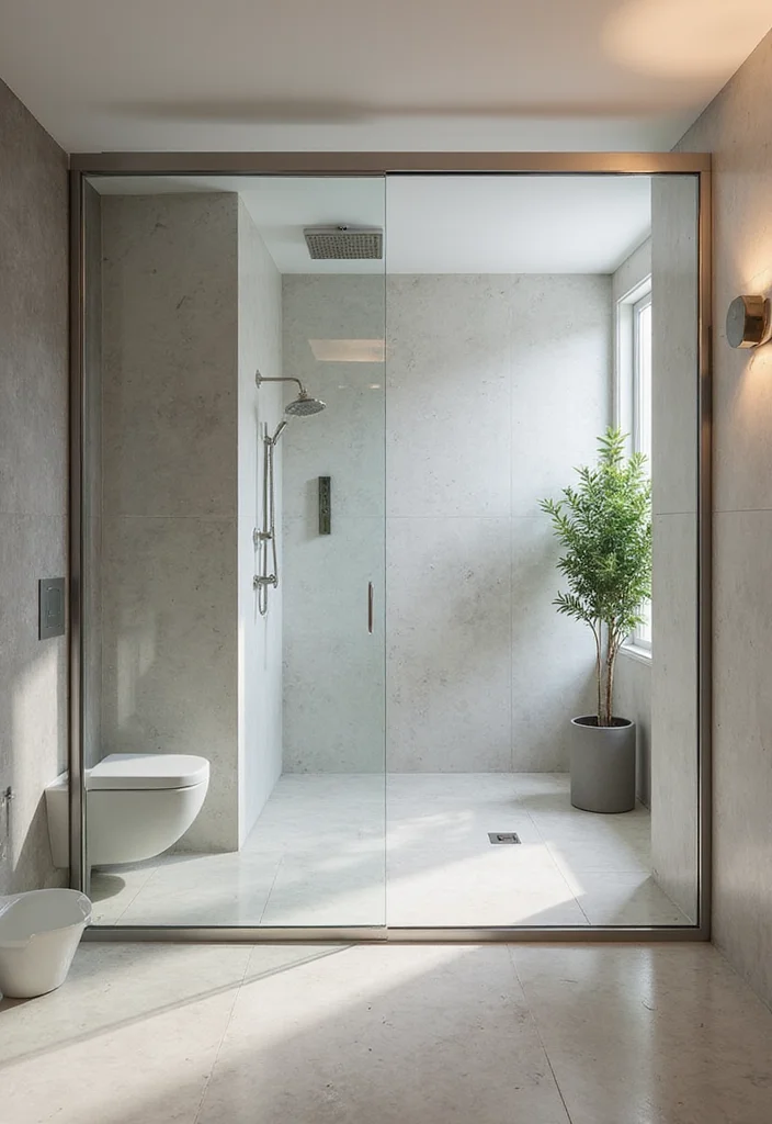 10 Bathroom Sliding Door Ideas for Space Saving Layouts - 7. Glass Paneled Doors