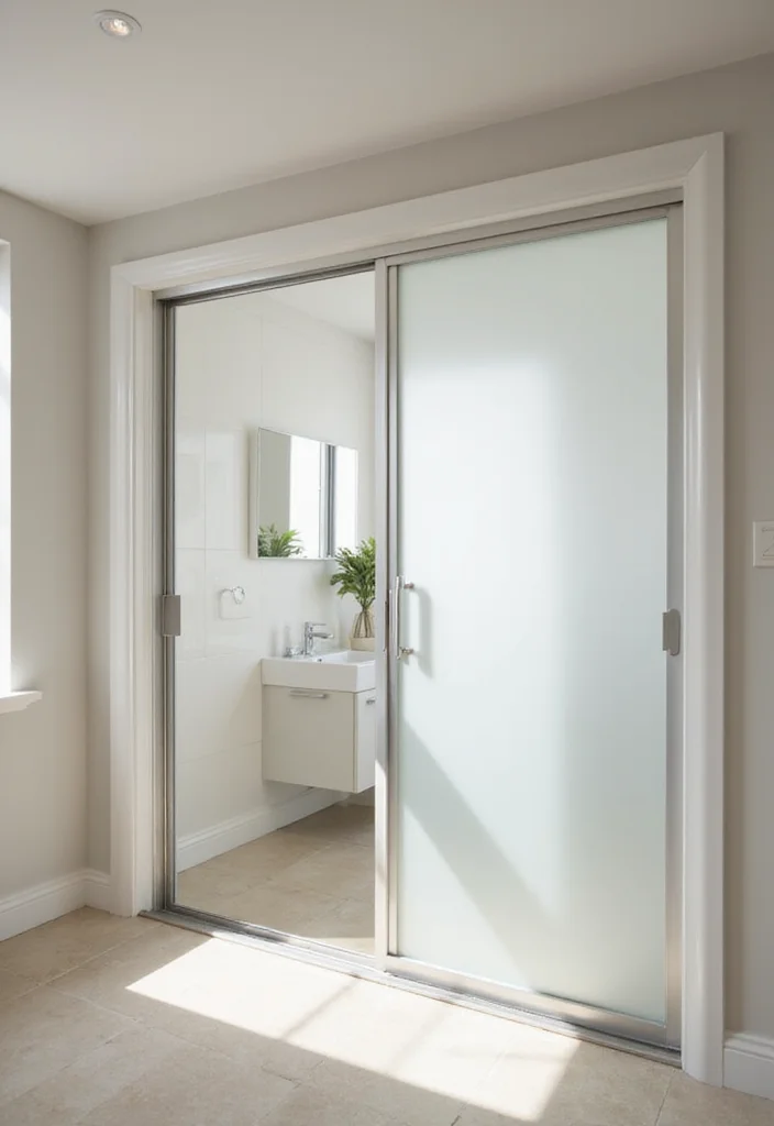 10 Bathroom Sliding Door Ideas for Space Saving Layouts - 9. Minimalist Designs