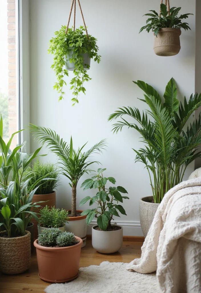 10 Bedroom Ideas Cute for Light Fun Styling - 6. Indoor Plants