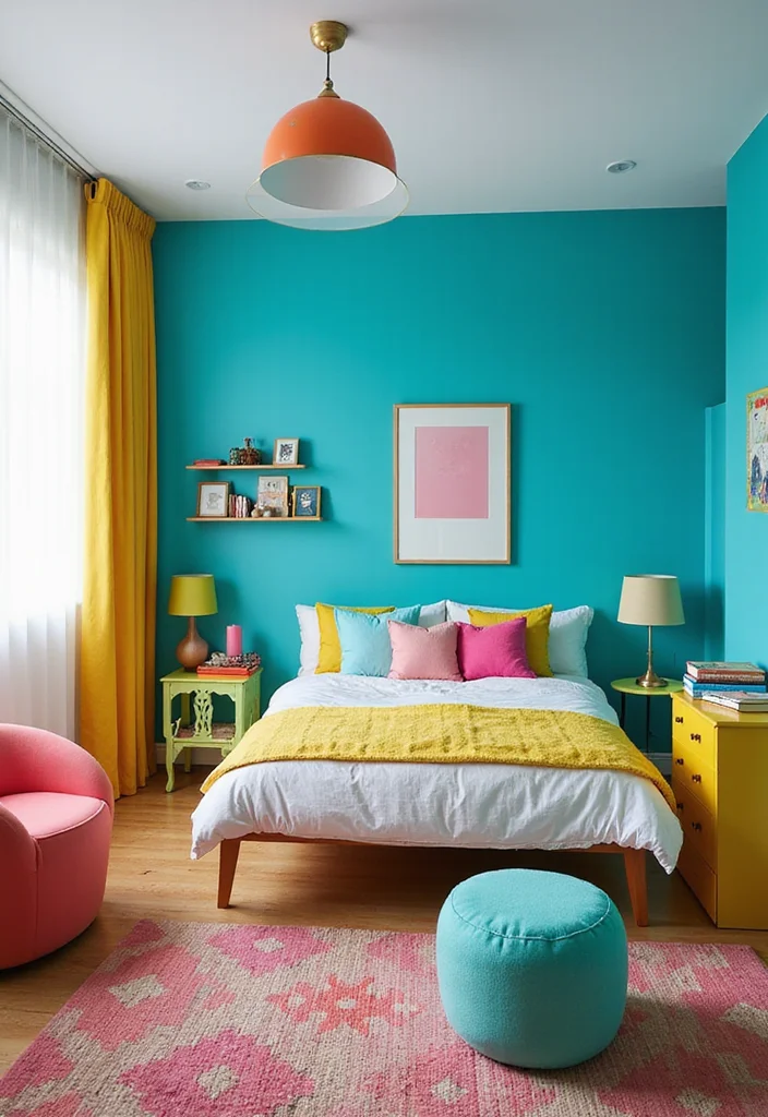 10 Bedroom Ideas Cute for Light Fun Styling - 7. Playful Color Splashes
