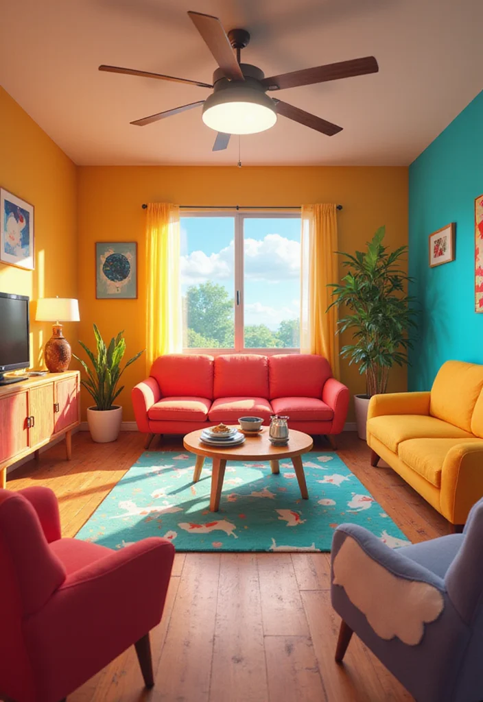 10 Club Roblox Living Room Ideas for Trendy Youthful Themes - 3. Vibrant Retro Vibes