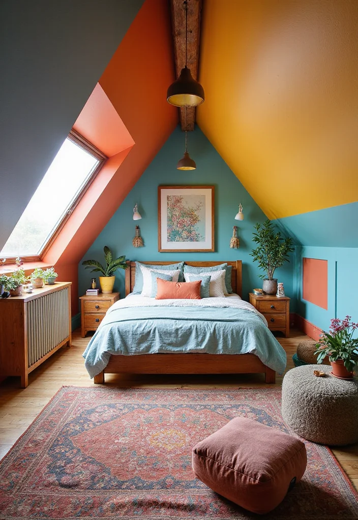 10 Dormer Bedroom Ideas for Smart Sloped Ceiling Layouts - 3. Play with Color to Define Spaces