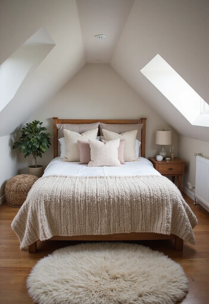 10 Dormer Bedroom Ideas for Smart Sloped Ceiling Layouts - 5. Incorporate Textures for Visual Appeal