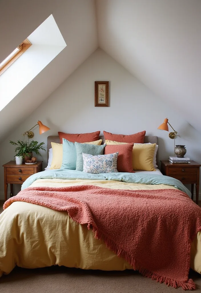 10 Dormer Bedroom Ideas for Smart Sloped Ceiling Layouts - 8. Layer Bedding for Coziness