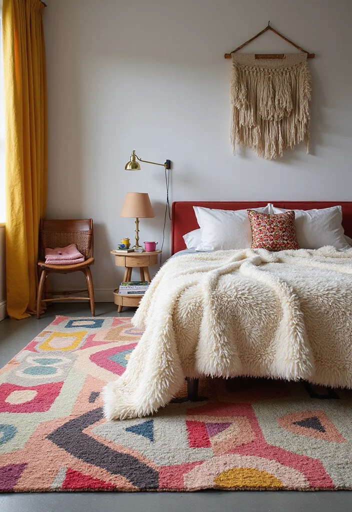10 Funky Bedroom Ideas for Bold Creative Expression - 8. Quirky Rugs