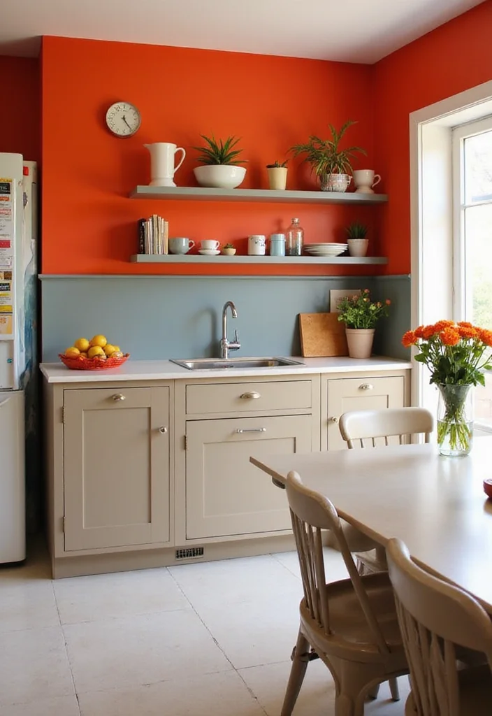 10 Kitchen Bulkhead Ideas for Seamless Ceiling Finishes - 8. Bulkhead with a Pop of Color