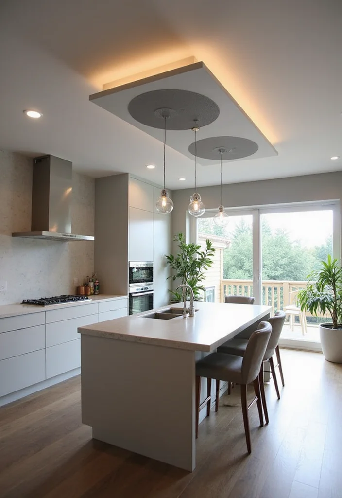 10 Kitchen Bulkhead Ideas for Seamless Ceiling Finishes - 9. Bulkhead with Integrated Sound System