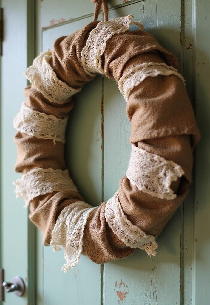 10 Kitchen Wreath Ideas for Cozy Seasonal Decor - 5. Burlap and Lace Wreath for a Vintage Touch