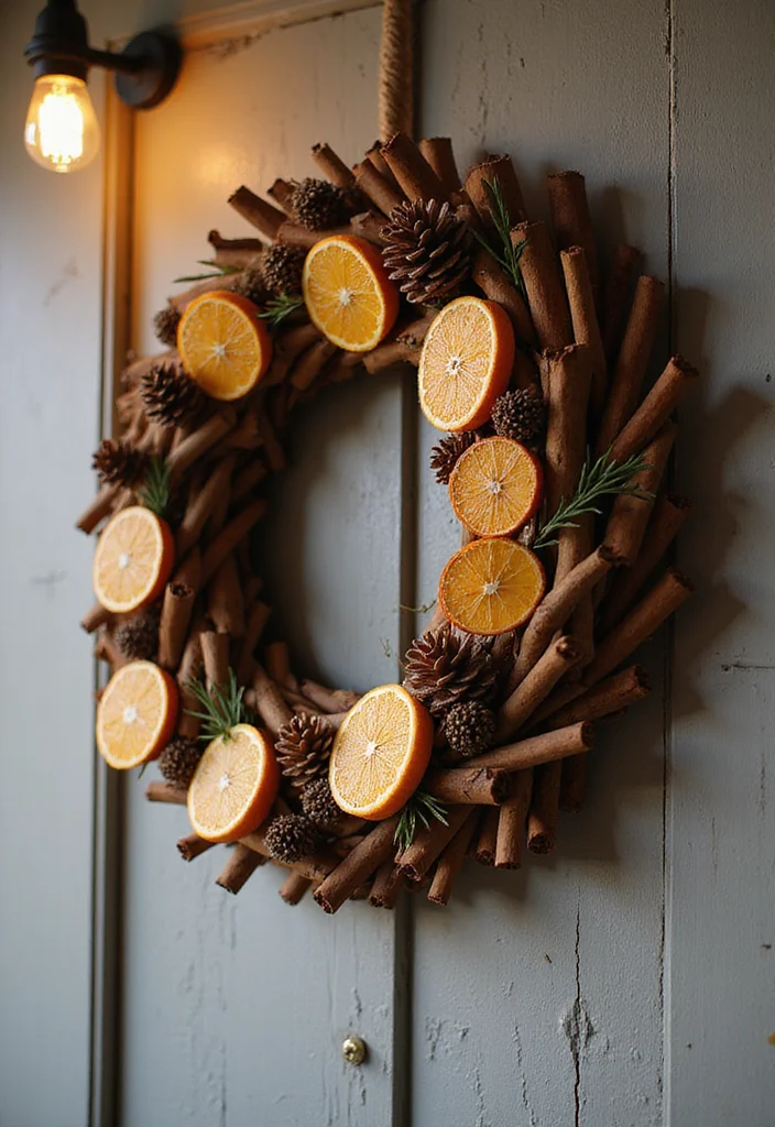 10 Kitchen Wreath Ideas for Cozy Seasonal Decor - 6. Cinnamon Stick Wreath for a Festive Scent
