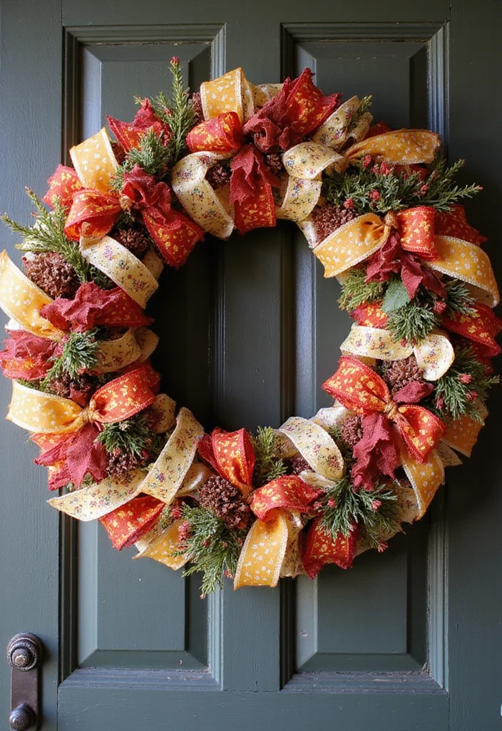 10 Kitchen Wreath Ideas for Cozy Seasonal Decor - 9. Seasonal Ribbon Wreath for Easy Change