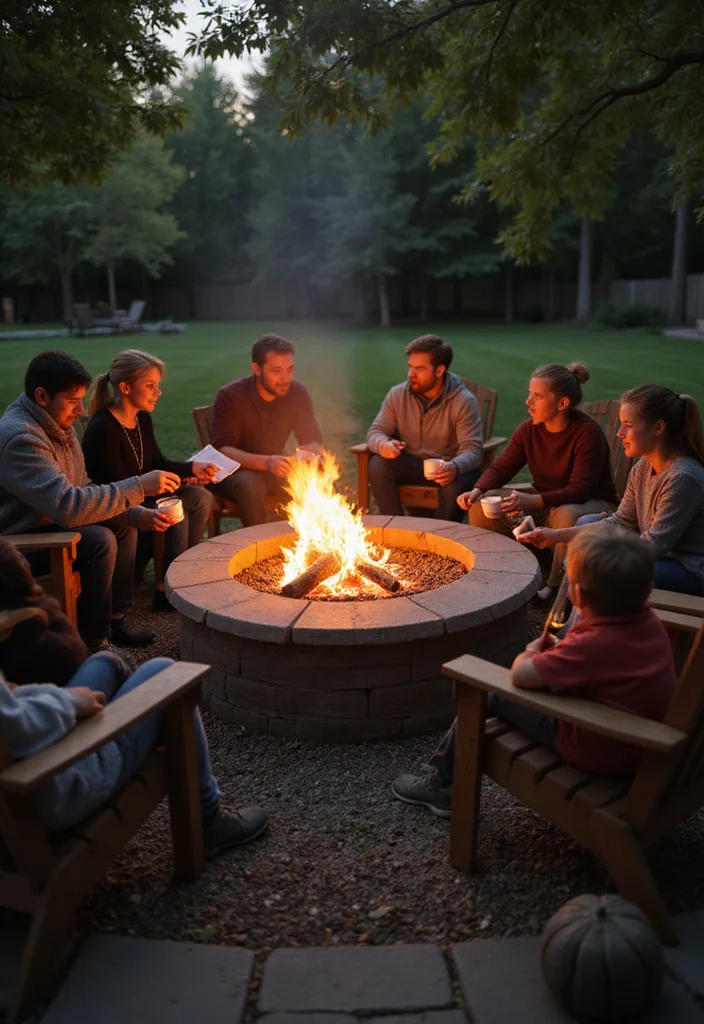 10 Shared Backyard Ideas for Organized Harmonious Use - 2. Cozy Fire Pit Area