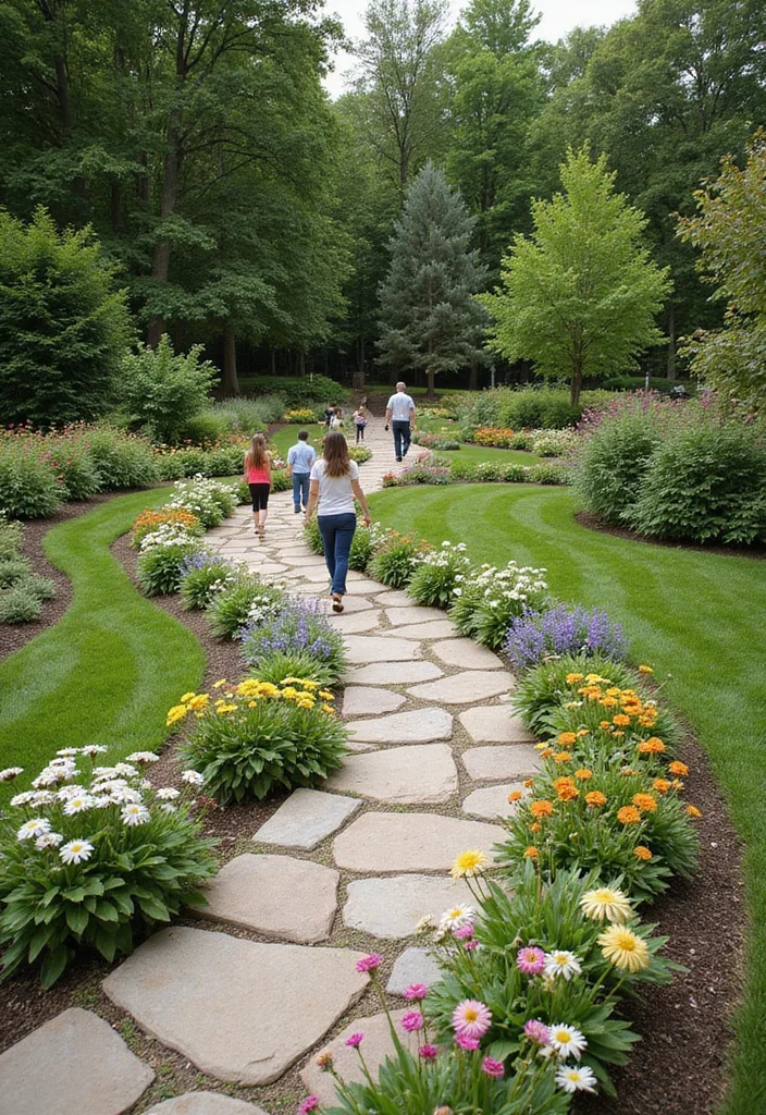 10 Shared Backyard Ideas for Organized Harmonious Use - 5. Aesthetic Pathways and Borders