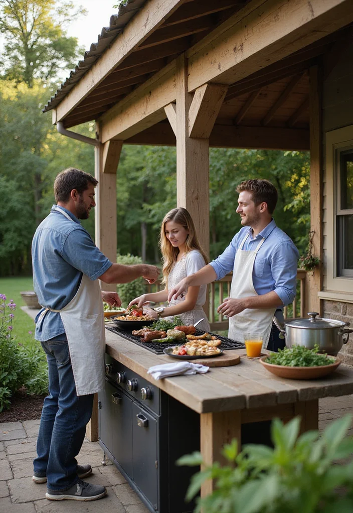 10 Shared Backyard Ideas for Organized Harmonious Use - 6. Outdoor Cooking Stations