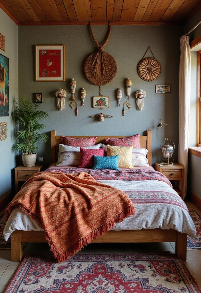 10 Shed Bedroom Ideas for Cozy Creative Retreats - 3. Bohemian Vibes with Textiles