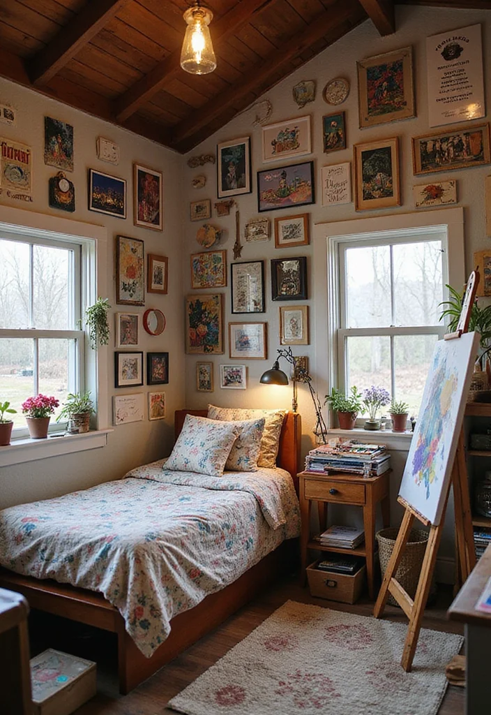10 Shed Bedroom Ideas for Cozy Creative Retreats - 5. Artistic Retreat with Creative Decor