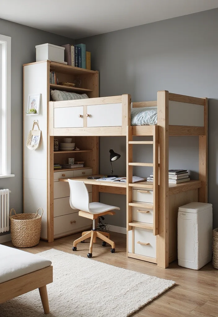 10 Small Bedroom Bunk Bed Ideas for Space Saving Solutions - 9. Space-Saving Bunk Beds with Desks