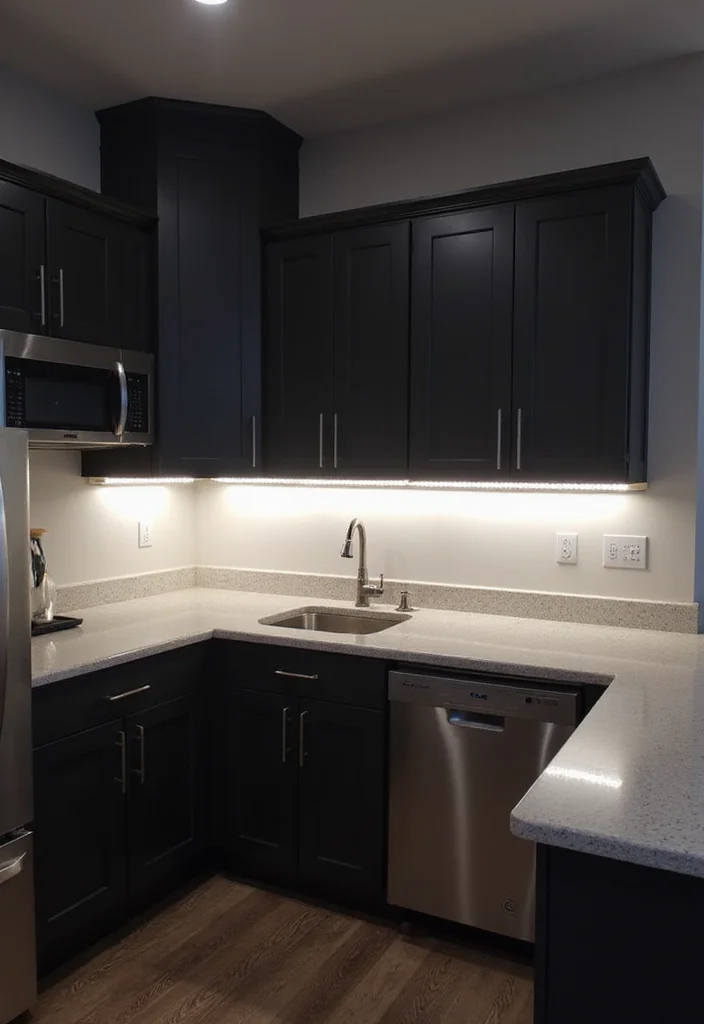10 Small Dark Kitchen Ideas for Brightened Modern Space - 1. Light It Up with Under-Cabinet Lighting