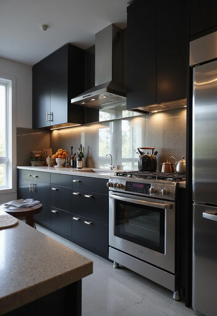 10 Small Dark Kitchen Ideas for Brightened Modern Space - 5. Incorporate Reflective Surfaces