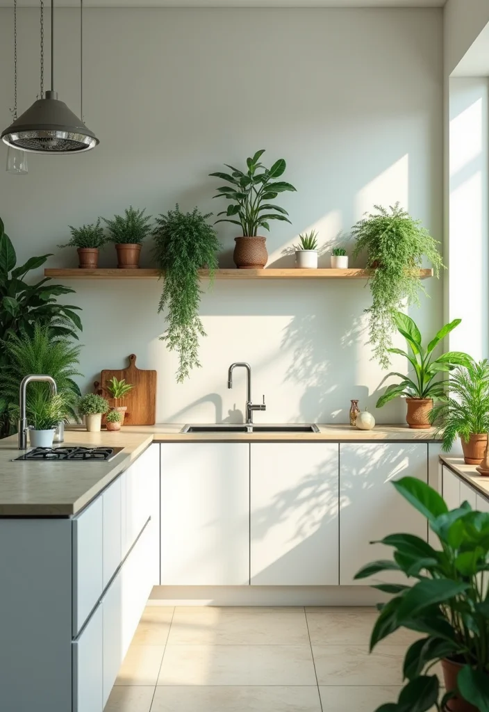 10 Small Dark Kitchen Ideas for Brightened Modern Space - 8. Add Plants for a Fresh Touch