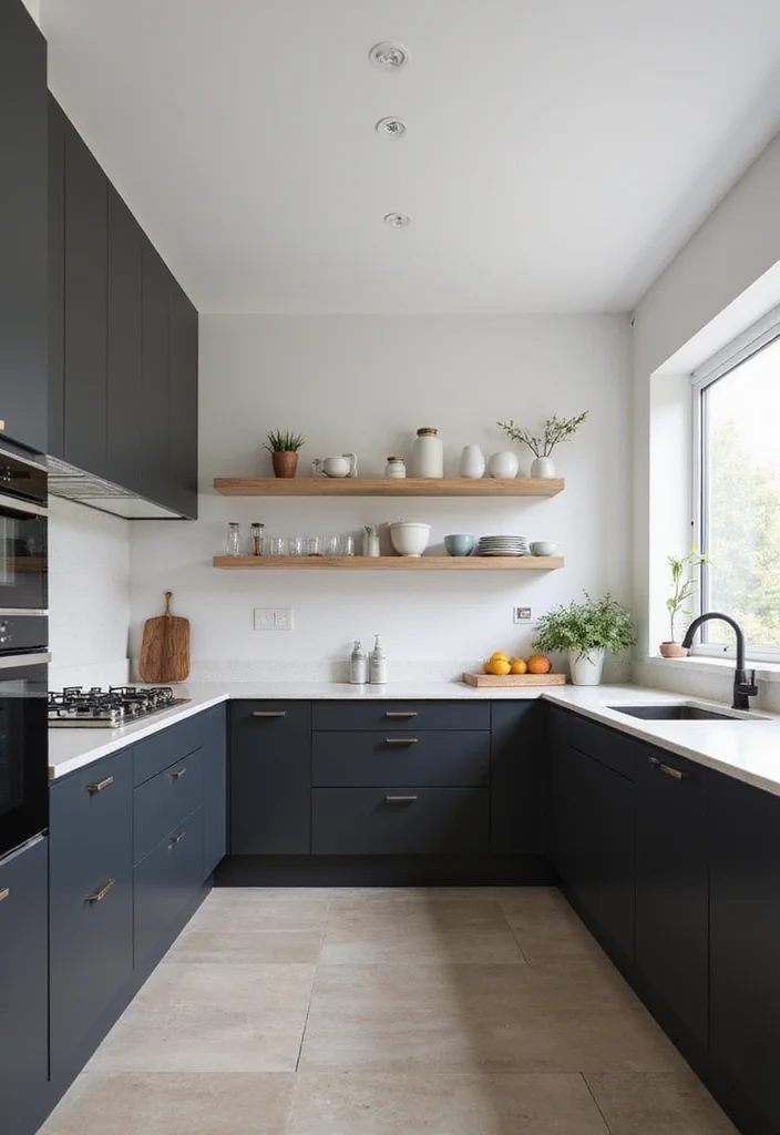 10 Small Dark Kitchen Ideas for Brightened Modern Space - 9. Use Minimalist Decor