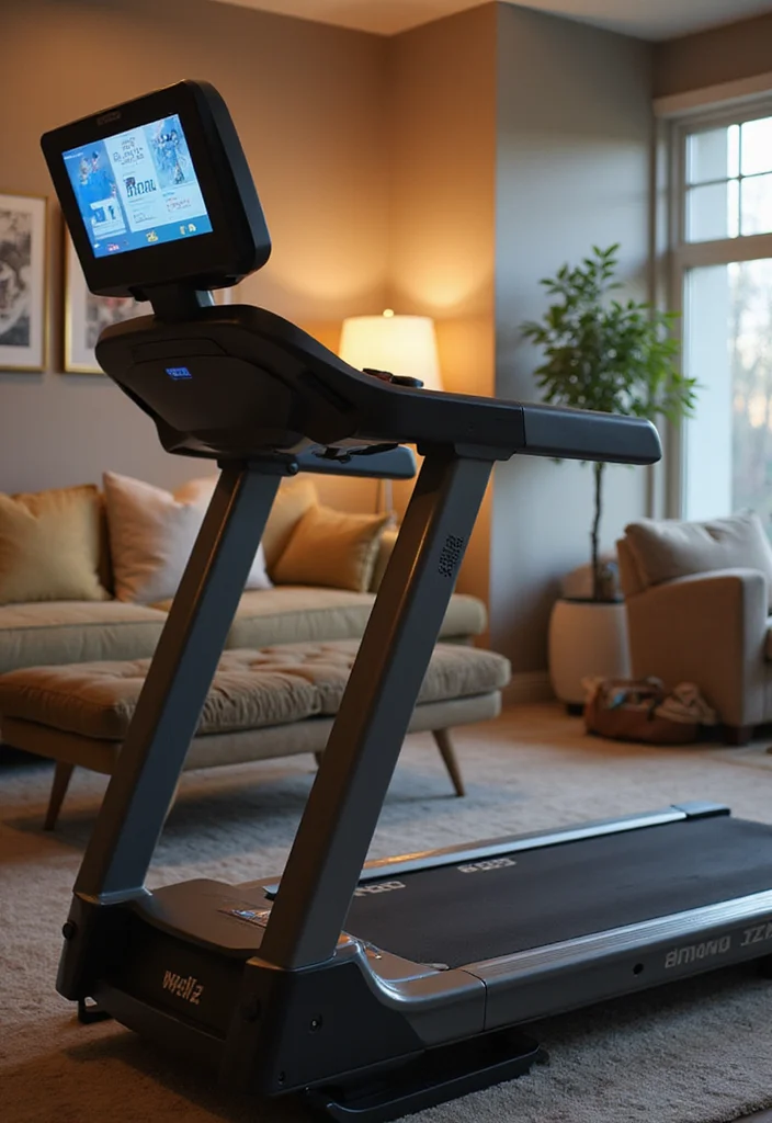 10 Treadmill in Living Room Ideas for Smart Space Integration - 4. A Treadmill with Built-in Entertainment Features