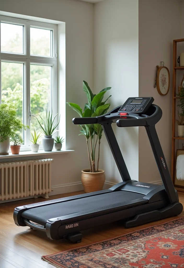 10 Treadmill in Living Room Ideas for Smart Space Integration - 5. Treadmill as a Statement Piece