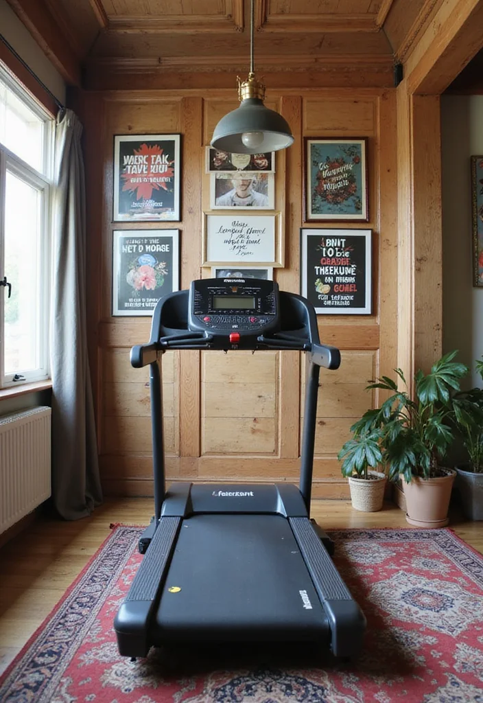10 Treadmill in Living Room Ideas for Smart Space Integration - 9. Create a Motivational Zone