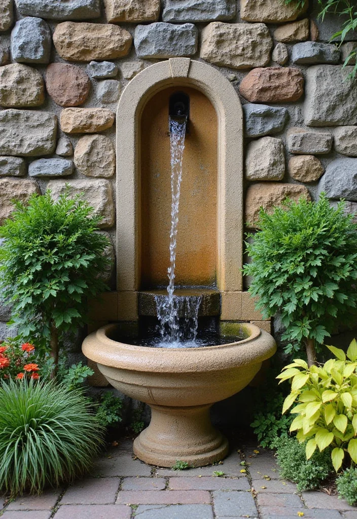 12 Backyard Wall Fountain Ideas for Calm Flowing Accents 1 12 Backyard Wall Fountain Ideas for Calm Flowing Accents - 1. Rustic Stone Wall Fountain
