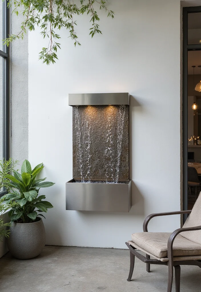 12 Backyard Wall Fountain Ideas for Calm Flowing Accents 12 12 Backyard Wall Fountain Ideas for Calm Flowing Accents - 2. Modern Minimalist Wall Fountain