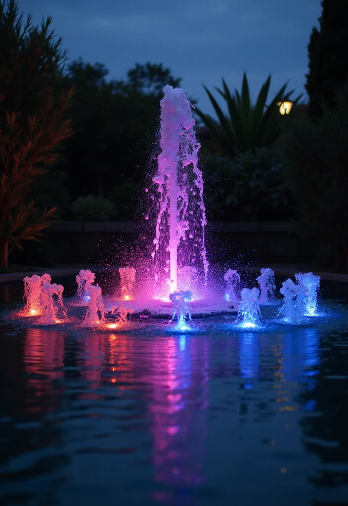 12 Backyard Wall Fountain Ideas for Calm Flowing Accents 85 12 Backyard Wall Fountain Ideas for Calm Flowing Accents - 9. LED Light-Up Fountain
