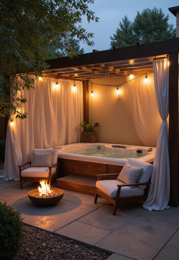 12 Backyard With Jacuzzi Ideas for Luxurious Outdoor Relaxation - 3. Cozy Nook