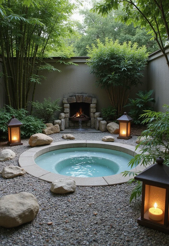 12 Backyard With Jacuzzi Ideas for Luxurious Outdoor Relaxation - 4. Zen Garden Retreat
