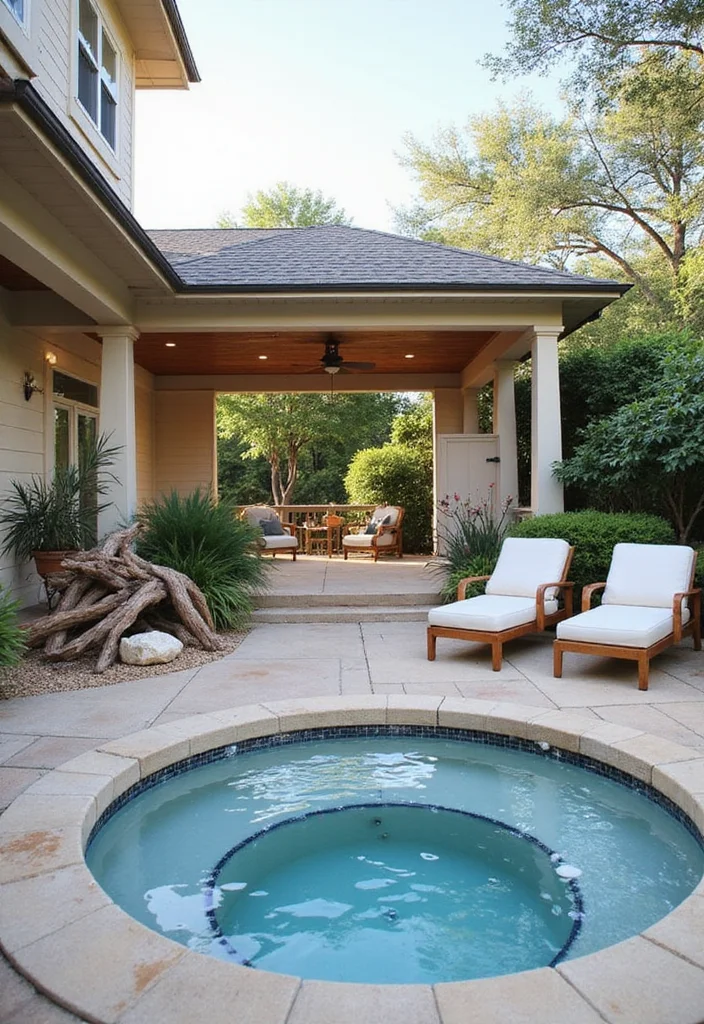 12 Backyard With Jacuzzi Ideas for Luxurious Outdoor Relaxation - 9. Coastal Retreat