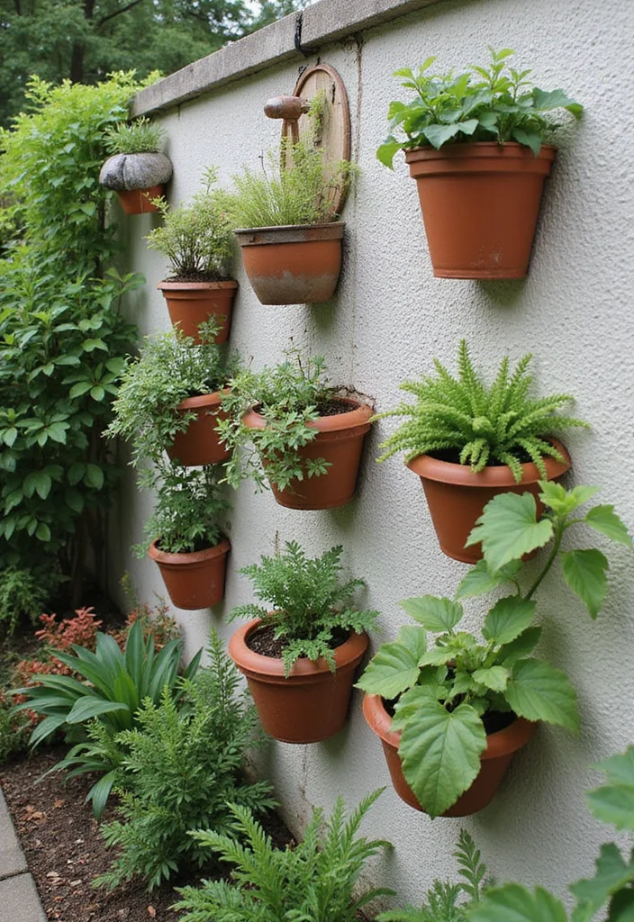12 Beautiful Small Backyard Ideas for Charming Compact Spaces - 6. Wall-Hanging Planters