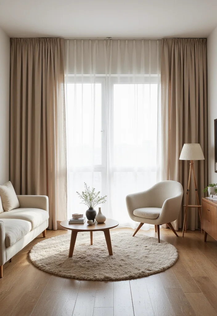 12 Beige Curtains Living Room Ideas for Soft Neutral Warmth - 4. Minimalist Living Room Essentials
