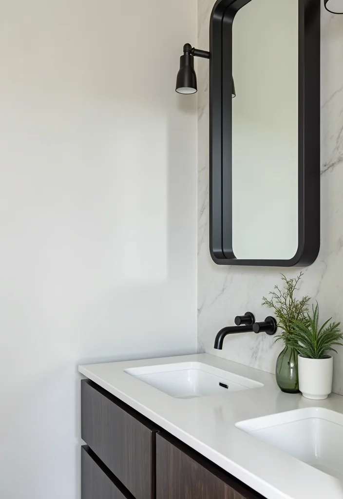 12 Dark Color Bathroom Ideas for Moody Sophisticated Depth - 9. Chic Matte Black Fixtures
