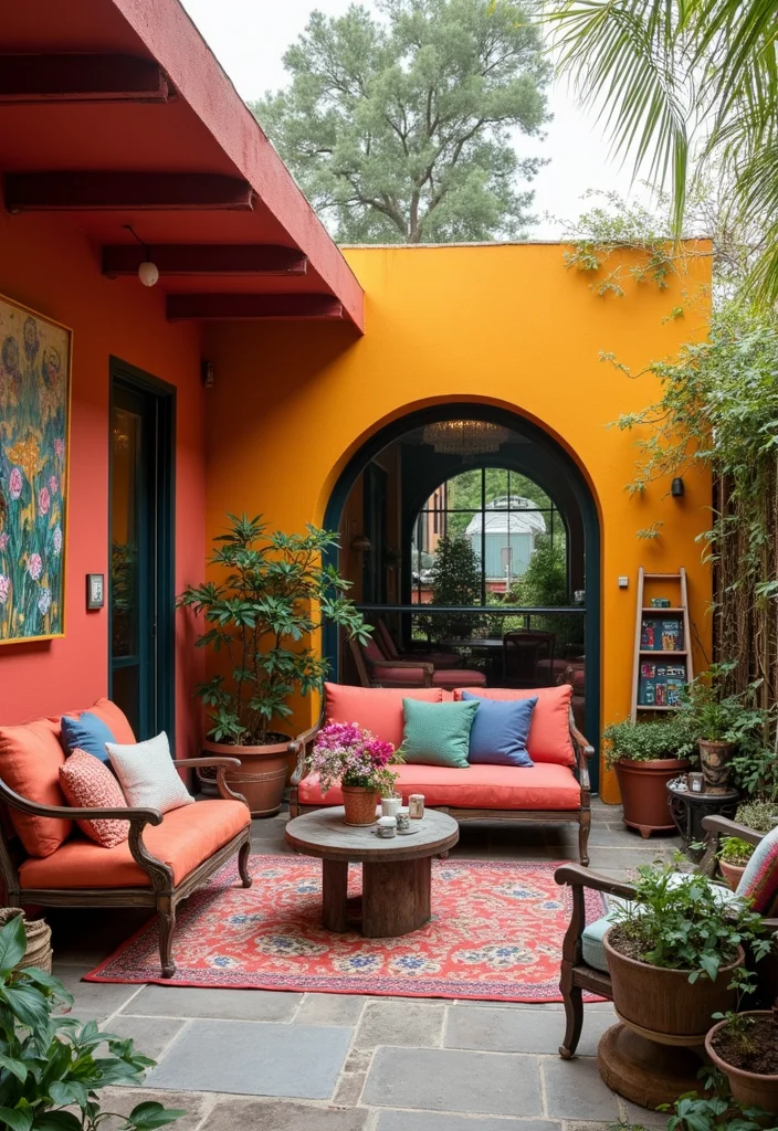 12 Enclosed Backyard Patio Ideas for Private Cozy Living - 8. Artful Expression