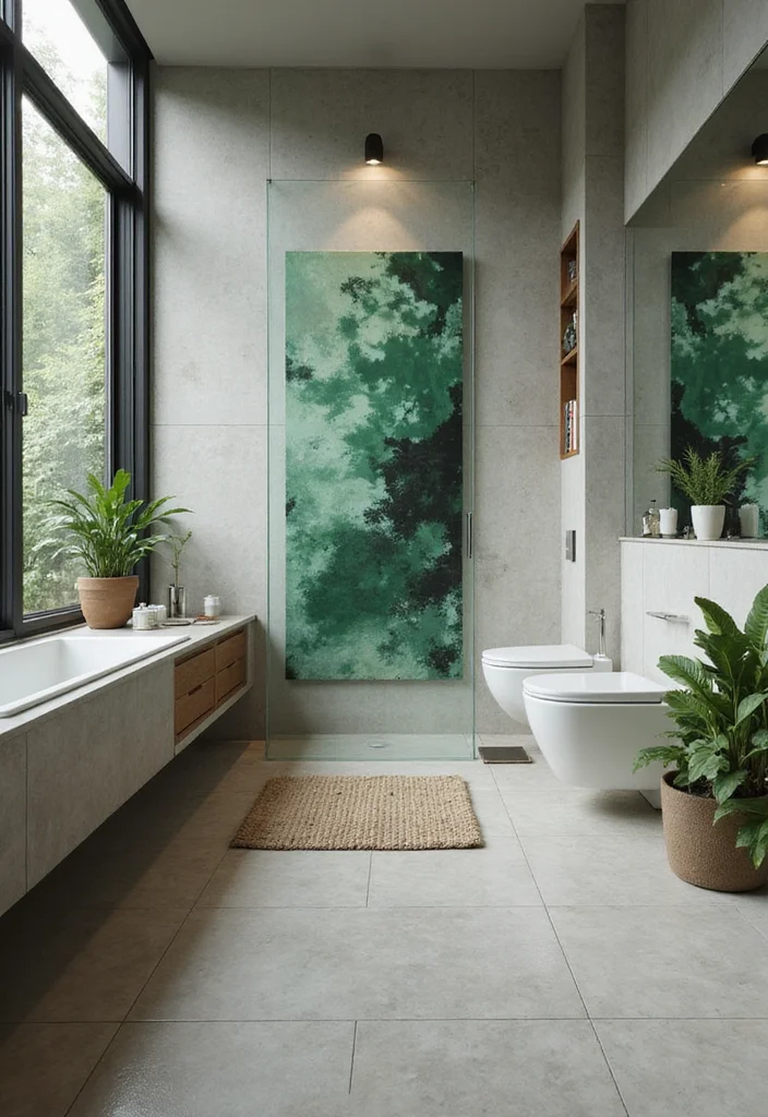 12 Green and Black Bathroom Ideas for Bold Modern Contrast - 5. Green and Black Artwork